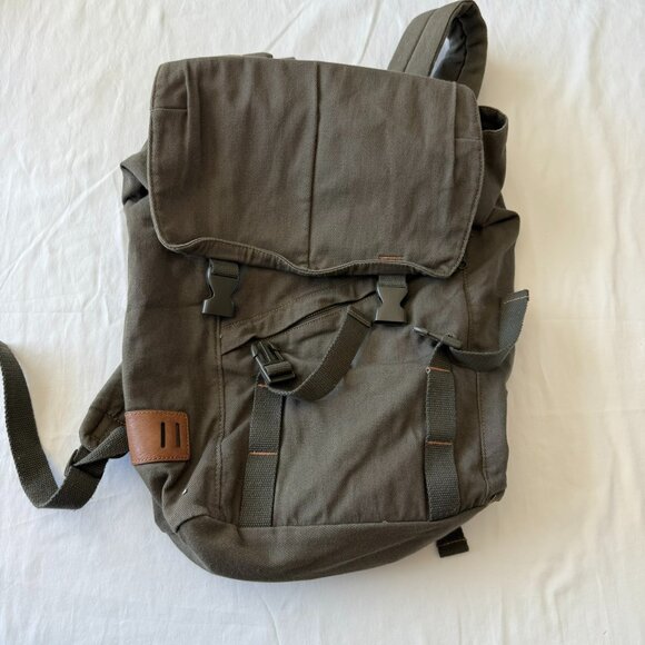 J. Crew Other - J.Crew Canvas Backpack Drawstring Green Rucksack Flaptop
